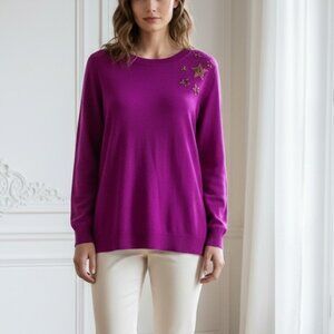 Lane Bryant Purple PInk Crew Neck Star Sequin NWT Sweater 18/20